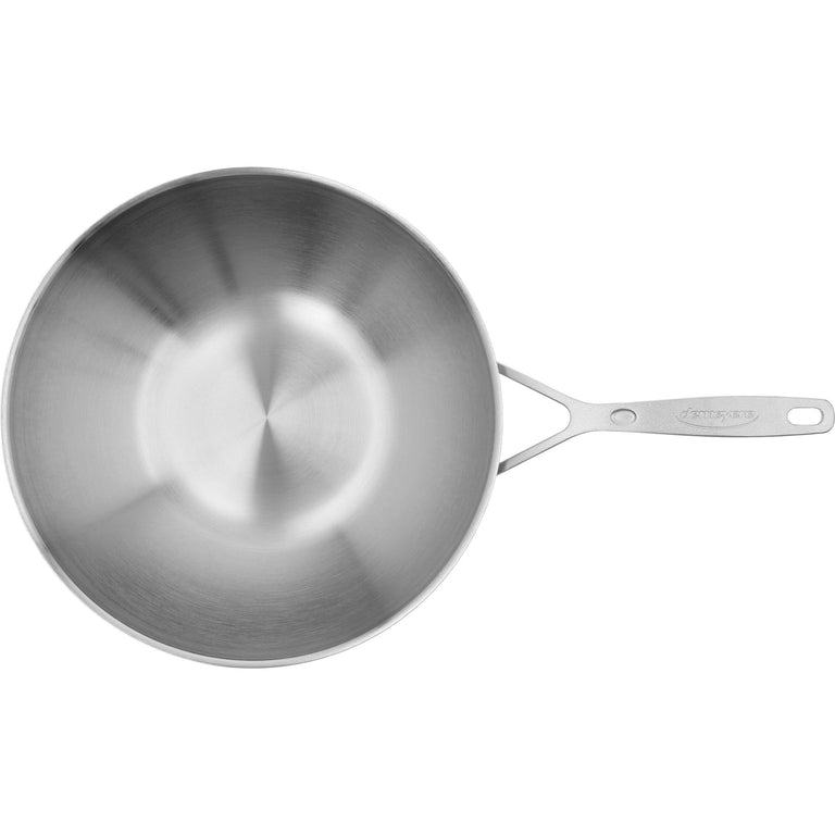 Demeyere 5 Qt. Stainless Steel Flat Bottom Wok, Industry Series