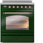 ILVE Nostalgie II 30" Induction Range with Element Stove and Electric Oven in Emerald Green with Copper Trim, UPI304NMPEGP