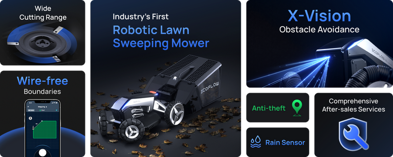 EcoFlow Package - BLADE Robotic Lawn Mower and Lawn Sweeper Kit