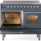 ILVE Nostalgie II 40" Induction Range with Element Stove and Electric Oven in Blue Grey with Chrome Trim, UPDI406NMPBGC