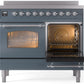 ILVE Nostalgie II 40" Induction Range with Element Stove and Electric Oven in Blue Grey with Chrome Trim, UPDI406NMPBGC