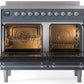 ILVE Nostalgie II 40" Induction Range with Element Stove and Electric Oven in Blue Grey with Chrome Trim, UPDI406NMPBGC