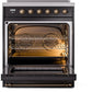 ILVE Nostalgie II 30" Induction Range with Element Stove and Electric Oven in Black with Bronze Trim, UPI304NMPBKB