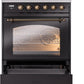ILVE Nostalgie II 30" Induction Range with Element Stove and Electric Oven in Black with Bronze Trim, UPI304NMPBKB
