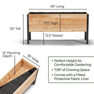 18" x 60" Raised Garden Bed - 30" TALL