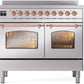 ILVE Nostalgie II 40" Induction Range with Element Stove and Electric Oven in Stainless Steel with Copper Trim, UPDI406NMPSSP
