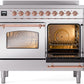 ILVE Nostalgie II 40" Induction Range with Element Stove and Electric Oven in Stainless Steel with Copper Trim, UPDI406NMPSSP