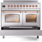 ILVE Nostalgie II 40" Induction Range with Element Stove and Electric Oven in Stainless Steel with Copper Trim, UPDI406NMPSSP