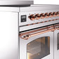 ILVE Nostalgie II 40" Induction Range with Element Stove and Electric Oven in Stainless Steel with Copper Trim, UPDI406NMPSSP