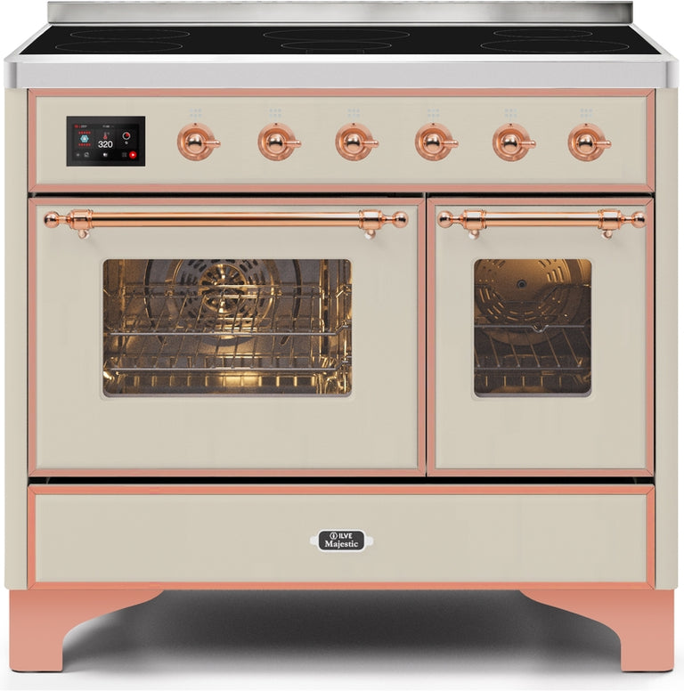 ILVE Majestic II 40" Induction Range with Element Stove and Electric Oven in Antique White with Copper Trim, UMDI10NS3AWP