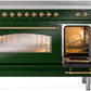 ILVE Nostalgie II 48" Induction Range with Element Stove and Electric Oven in Emerald Green with Brass Trim, UPI486NMPEGG
