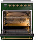 ILVE Nostalgie II 30" Induction Range with Element Stove and Electric Oven in Emerald Green with Brass Trim, UPI304NMPEGG