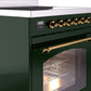 ILVE Nostalgie II 30" Induction Range with Element Stove and Electric Oven in Emerald Green with Brass Trim, UPI304NMPEGG