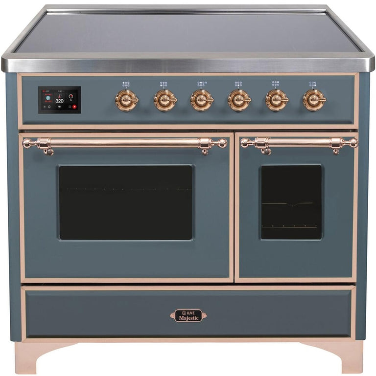 ILVE Majestic II 40" Induction Range with Element Stove and Electric Oven in Blue Grey with Copper Trim, UMDI10NS3BGP