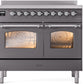ILVE Nostalgie II 40" Induction Range with Element Stove and Electric Oven in Matte Graphite with Chrome Trim, UPDI406NMPMGC