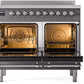 ILVE Nostalgie II 40" Induction Range with Element Stove and Electric Oven in Matte Graphite with Chrome Trim, UPDI406NMPMGC