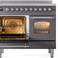 ILVE Nostalgie II 40" Induction Range with Element Stove and Electric Oven in Matte Graphite with Chrome Trim, UPDI406NMPMGC