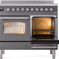 ILVE Nostalgie II 40" Induction Range with Element Stove and Electric Oven in Matte Graphite with Chrome Trim, UPDI406NMPMGC