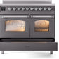 ILVE Nostalgie II 40" Induction Range with Element Stove and Electric Oven in Matte Graphite with Chrome Trim, UPDI406NMPMGC