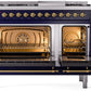 ILVE Nostalgie II 48" Dual Fuel Propane Gas Range in Blue with Brass Trim, UP48FNMPMBGLP