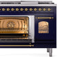 ILVE Nostalgie II 48" Dual Fuel Propane Gas Range in Blue with Brass Trim, UP48FNMPMBGLP
