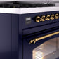 ILVE Nostalgie II 48" Dual Fuel Propane Gas Range in Blue with Brass Trim, UP48FNMPMBGLP