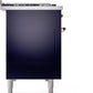ILVE Nostalgie II 48" Dual Fuel Propane Gas Range in Blue with Brass Trim, UP48FNMPMBGLP