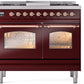ILVE Nostalgie II 40" Dual Fuel Propane Gas Range in Burgundy with Copper Trim, UPD40FNMPBUPLP