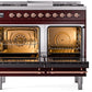 ILVE Nostalgie II 40" Dual Fuel Propane Gas Range in Burgundy with Copper Trim, UPD40FNMPBUPLP