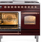 ILVE Nostalgie II 40" Dual Fuel Propane Gas Range in Burgundy with Copper Trim, UPD40FNMPBUPLP