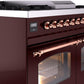 ILVE Nostalgie II 40" Dual Fuel Propane Gas Range in Burgundy with Copper Trim, UPD40FNMPBUPLP