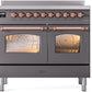 ILVE Nostalgie II 40" Induction Range with Element Stove and Electric Oven in Matte Graphite with Copper Trim, UPDI406NMPMGP