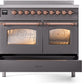 ILVE Nostalgie II 40" Induction Range with Element Stove and Electric Oven in Matte Graphite with Copper Trim, UPDI406NMPMGP