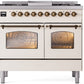 ILVE Nostalgie II 40" Dual Fuel Propane Gas Range in Antique White with Bronze Trim, UPD40FNMPAWBLP