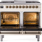 ILVE Nostalgie II 40" Dual Fuel Propane Gas Range in Antique White with Bronze Trim, UPD40FNMPAWBLP