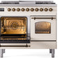 ILVE Nostalgie II 40" Dual Fuel Propane Gas Range in Antique White with Bronze Trim, UPD40FNMPAWBLP