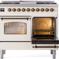 ILVE Nostalgie II 40" Dual Fuel Propane Gas Range in Antique White with Bronze Trim, UPD40FNMPAWBLP