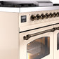 ILVE Nostalgie II 40" Dual Fuel Propane Gas Range in Antique White with Bronze Trim, UPD40FNMPAWBLP