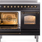ILVE Nostalgie II 40" Induction Range with Element Stove and Electric Oven in Black with Bronze Trim, UPDI406NMPBKB