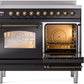 ILVE Nostalgie II 40" Induction Range with Element Stove and Electric Oven in Black with Bronze Trim, UPDI406NMPBKB