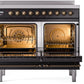 ILVE Nostalgie II 40" Induction Range with Element Stove and Electric Oven in Black with Bronze Trim, UPDI406NMPBKB
