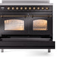 ILVE Nostalgie II 40" Induction Range with Element Stove and Electric Oven in Black with Bronze Trim, UPDI406NMPBKB
