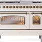 ILVE Nostalgie II 48" Dual Fuel Natural Gas Range in Antique White with Bronze Trim, UP48FNMPAWB