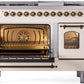 ILVE Nostalgie II 48" Dual Fuel Natural Gas Range in Antique White with Bronze Trim, UP48FNMPAWB