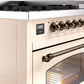 ILVE Nostalgie II 48" Dual Fuel Natural Gas Range in Antique White with Bronze Trim, UP48FNMPAWB