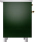 ILVE Nostalgie II 40" Dual Fuel Propane Gas Range in Emerald Green with Brass Trim, UPD40FNMPEGGLP