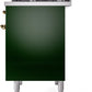 ILVE Nostalgie II 40" Dual Fuel Propane Gas Range in Emerald Green with Brass Trim, UPD40FNMPEGGLP