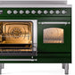 ILVE Nostalgie II 40" Induction Range with Element Stove and Electric Oven in Emerald Green with Chrome Trim, UPDI406NMPEGC