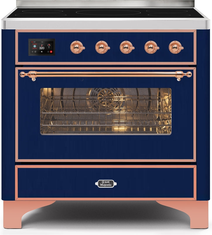 ILVE Majestic II 36" Induction Range with Element Stove and Electric Oven in Blue with Copper Trim, UMI09NS3MBP