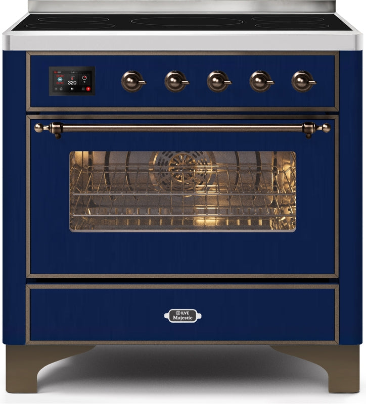 ILVE Majestic II 36" Induction Range with Element Stove and Electric Oven in Blue with Bronze Trim, UMI09NS3MBB